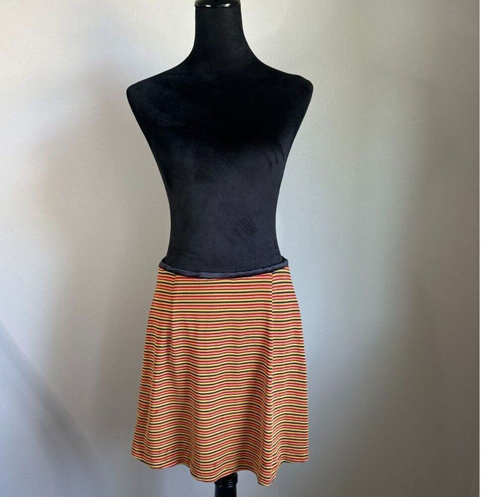 Vintage CYNTHIA ROWLEY x HENRI BENDEL Women's Orange Striped Mini Skirt Size M - Picture 1 of 4